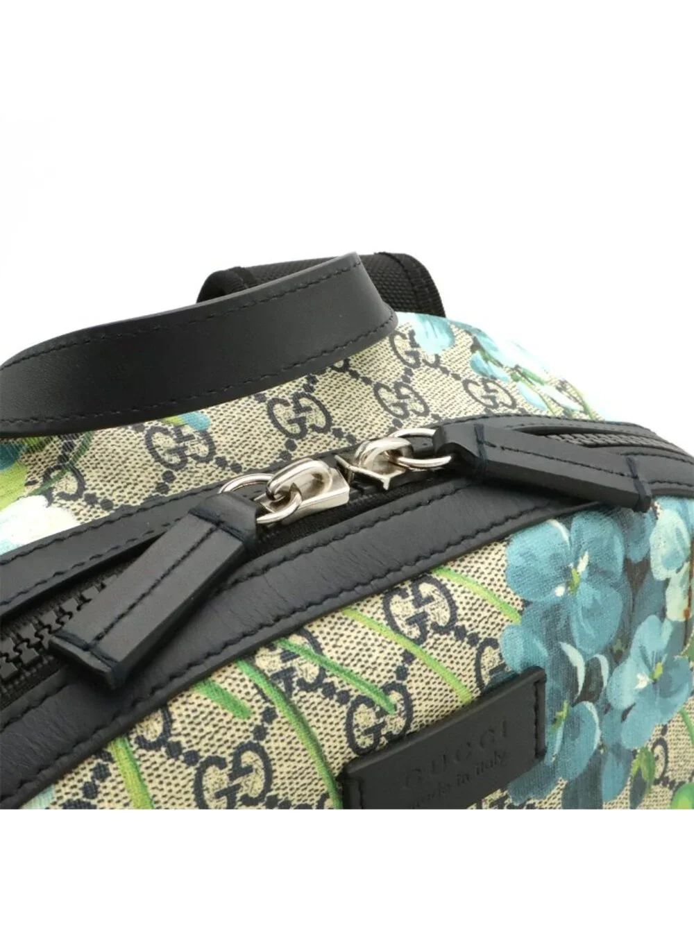 Gucci GG Blue Mus Supreme Backpack Flower Floral Pattern Leather Multicolor